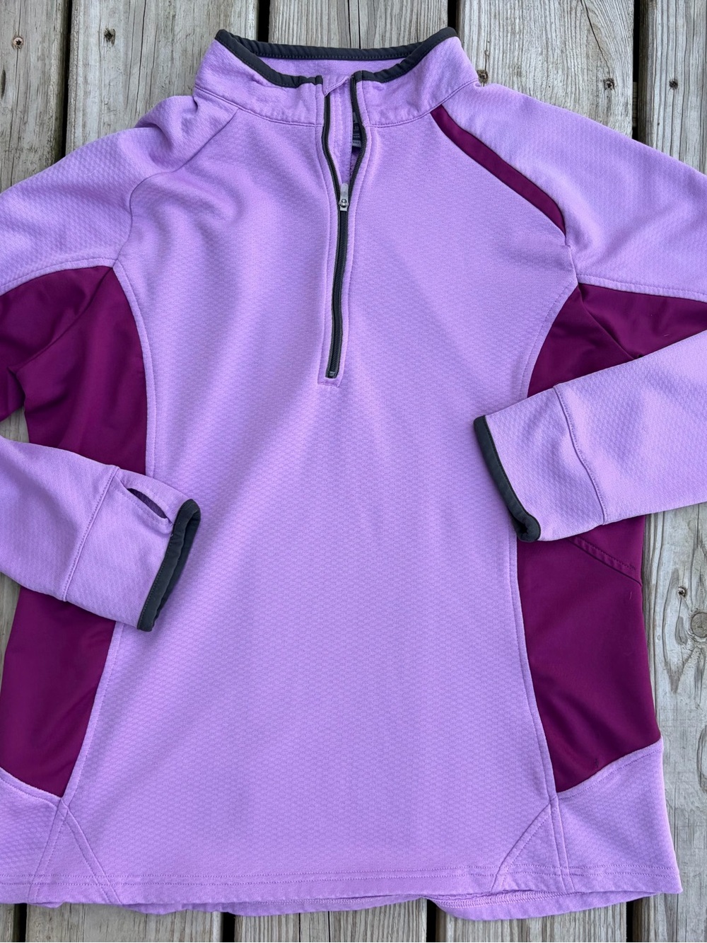 Nike‎ Dri Fit Running Woman's 1/3 Zip Pullover Jacket Size XL Purple Small Flaw